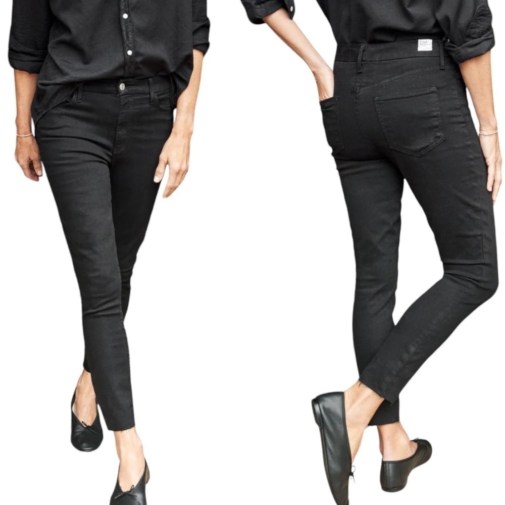 Frank & Eileen Sligo Jet Black raw hem cropped skinny ankle denim jeans